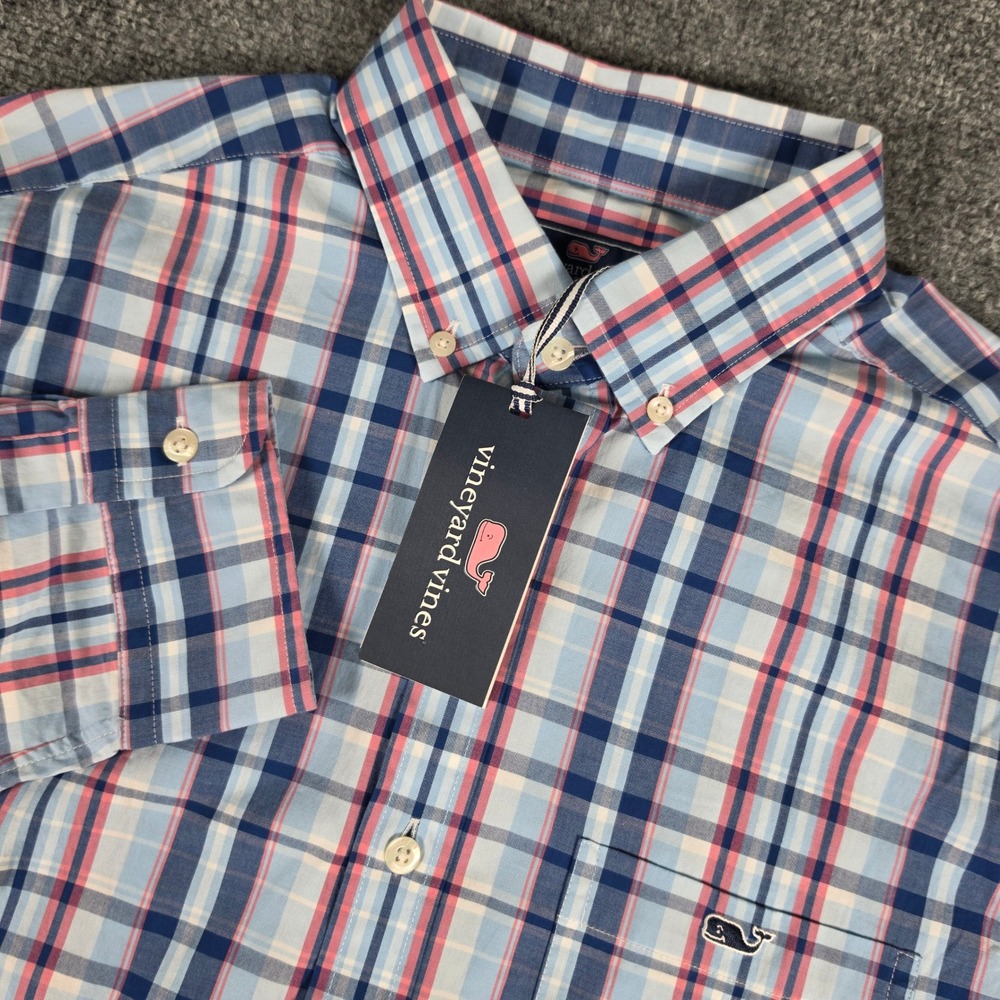 Vineyard Vines Tucker Shirt Mens M Blue Gibbs Hill Plaid Classic Button Down NWT